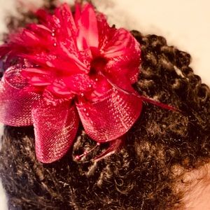 Red flower Hair art clip-in